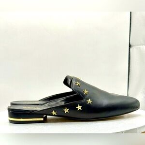 Michael Kors Natasha Black Leather Star Mules Size 8